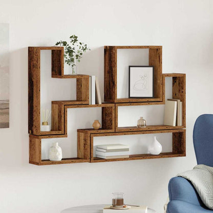 Wandwürfel mit Regal Altholz 96 x 12 x 64 cm Holzwerkstoff