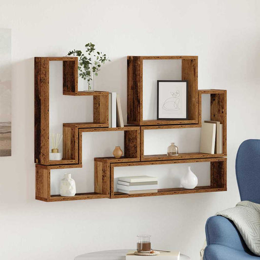 Wandwürfel mit Regal Altholz 96 x 12 x 64 cm Holzwerkstoff
