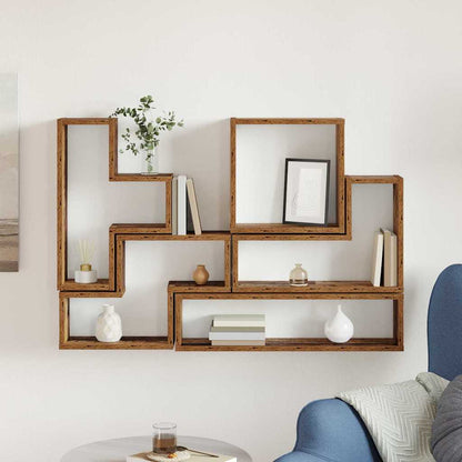 Wandwürfel mit Regal Altholz 96 x 12 x 64 cm Holzwerkstoff