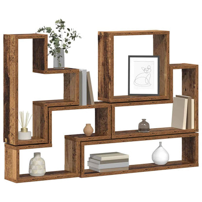 Wandwürfel mit Regal Altholz 96 x 12 x 64 cm Holzwerkstoff