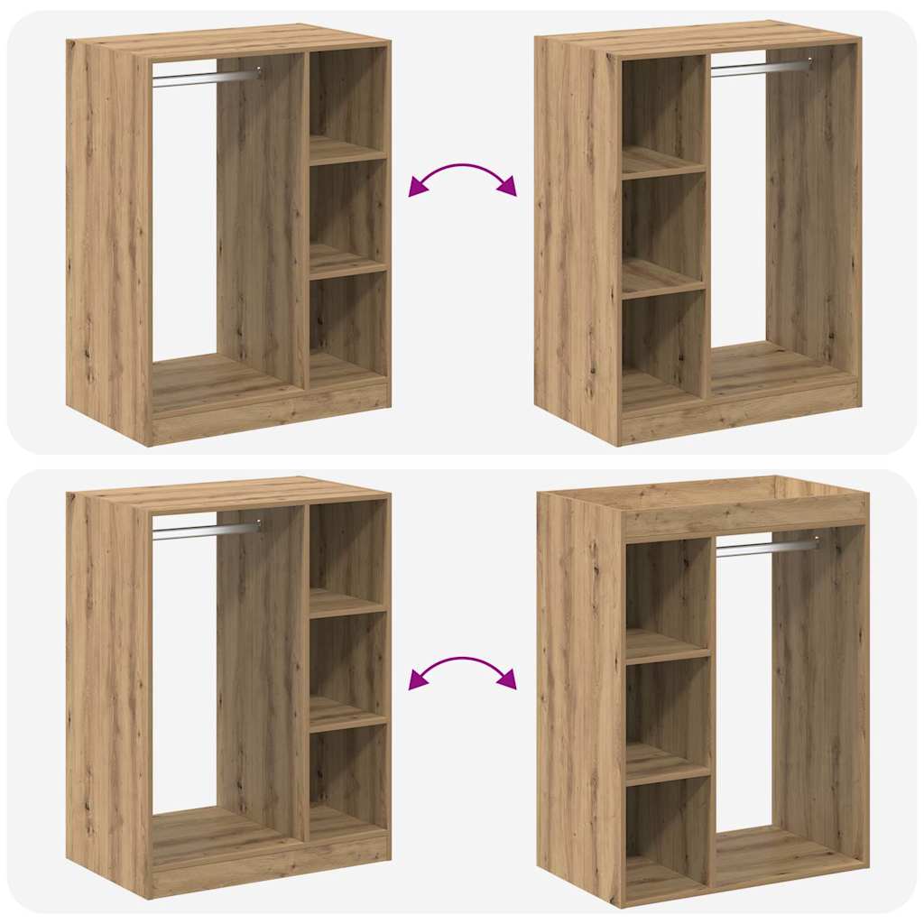 Kleiderschrank mit Regal Eiche handwerklich 77 x 48 x 102 cm
