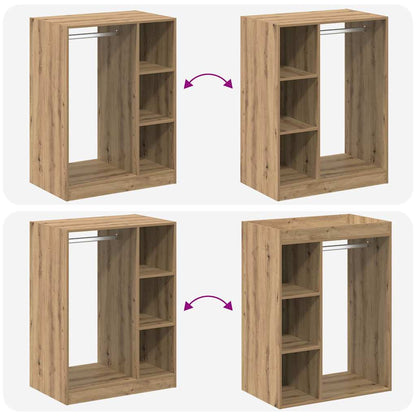 Kleiderschrank mit Regal Eiche handwerklich 77 x 48 x 102 cm