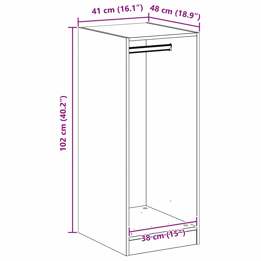Kleiderschrank mit Regal Altholz 41 x 48 x 102 cm Holzwerkstoff