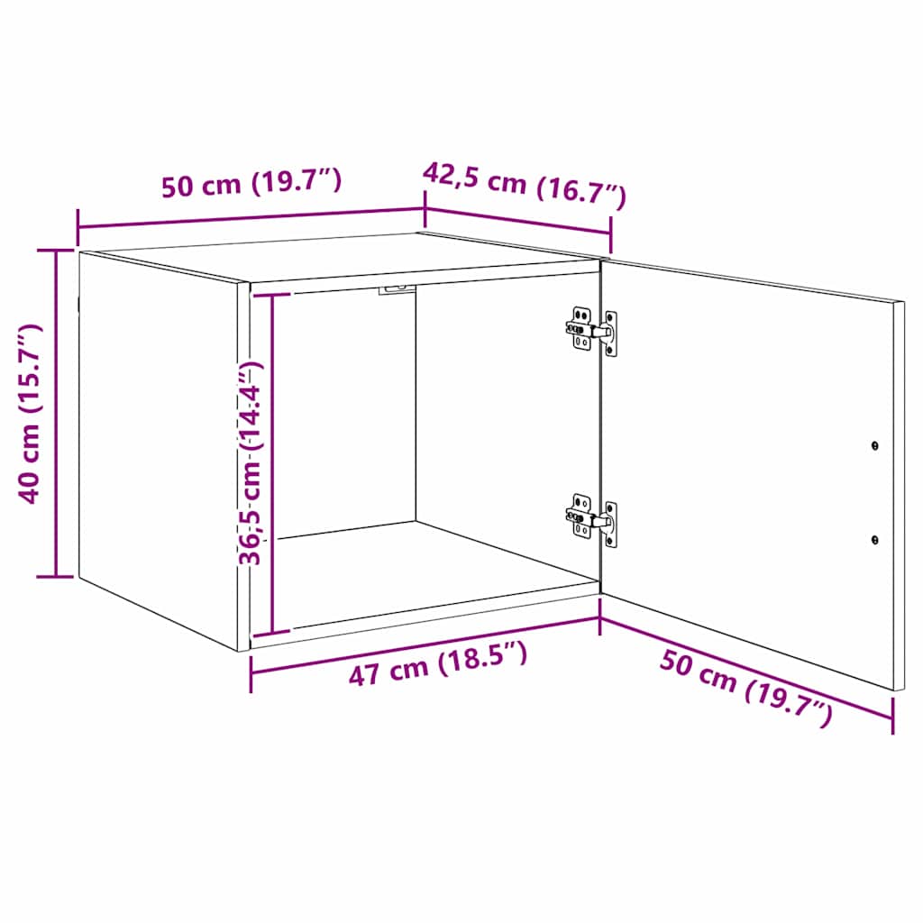 Wandschrank Eiche handwerklich 50 x 42,5 x 40 cm Holzwerkstoff