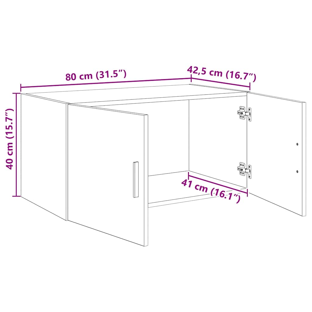 Wandschrank Eiche handwerklich 80 x 42,5 x 40 cm Holzwerkstoff