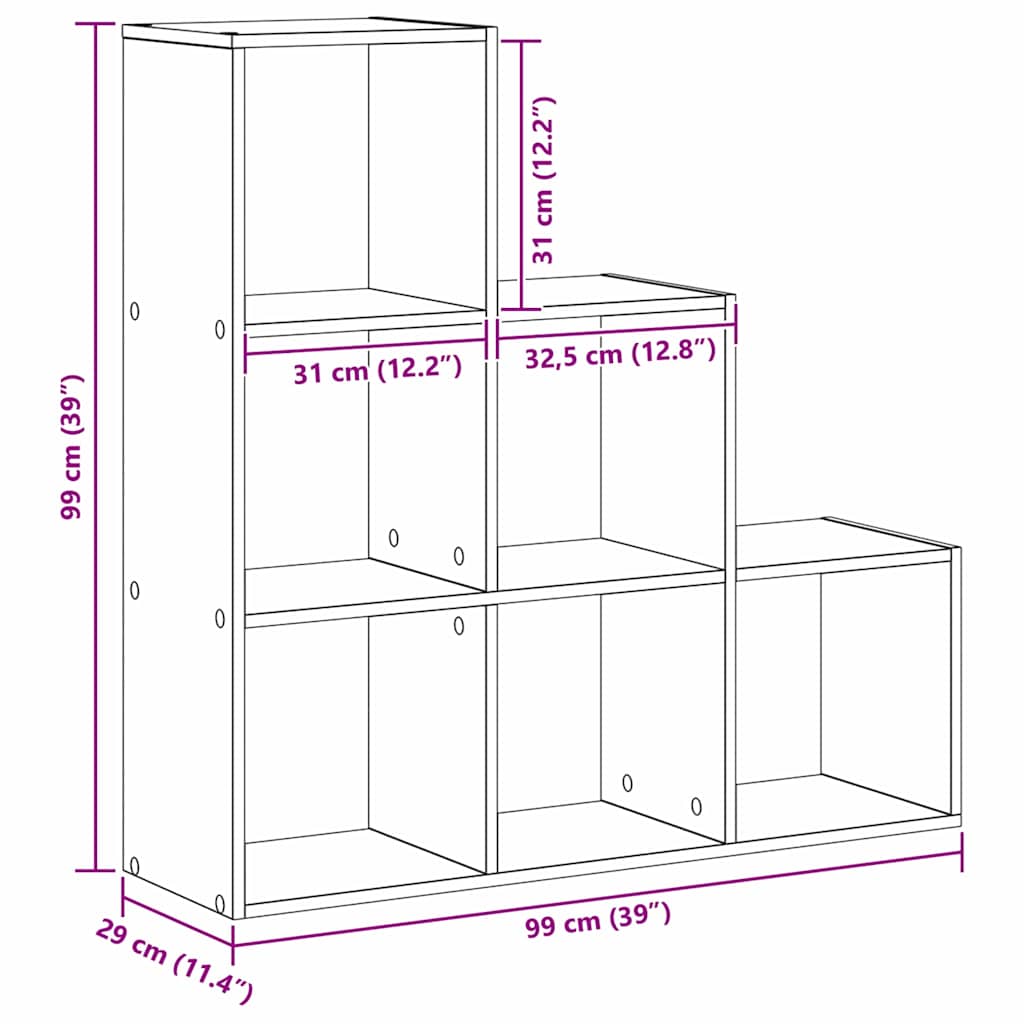 Bücherregal Schwarze Eiche 99 x 29 x 99 cm Holzwerkstoff