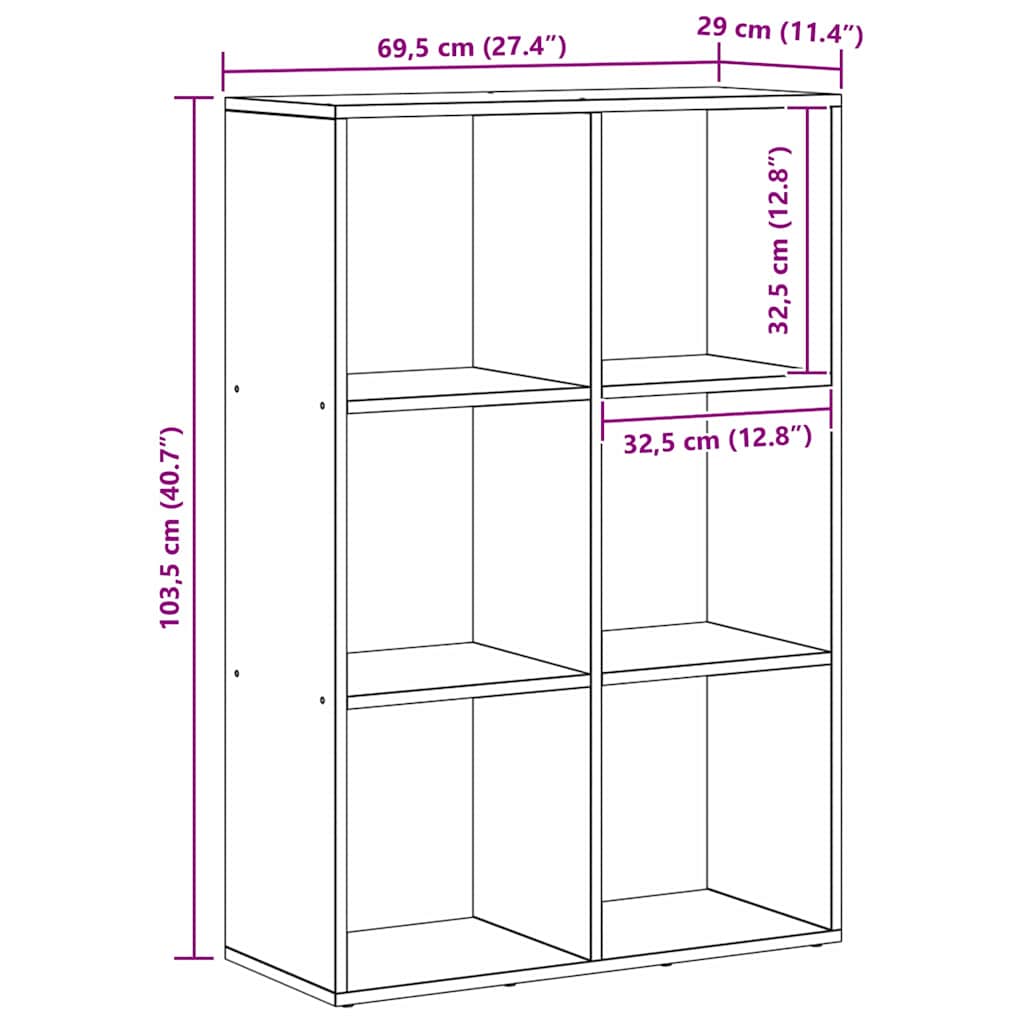 Bücherregal Schwarze Eiche 69,5 x 29 x 103,5 cm Holzwerkstoff