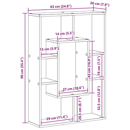 Bücherregal Schwarze Eiche 63 x 20 x 90 cm Holzwerkstoff