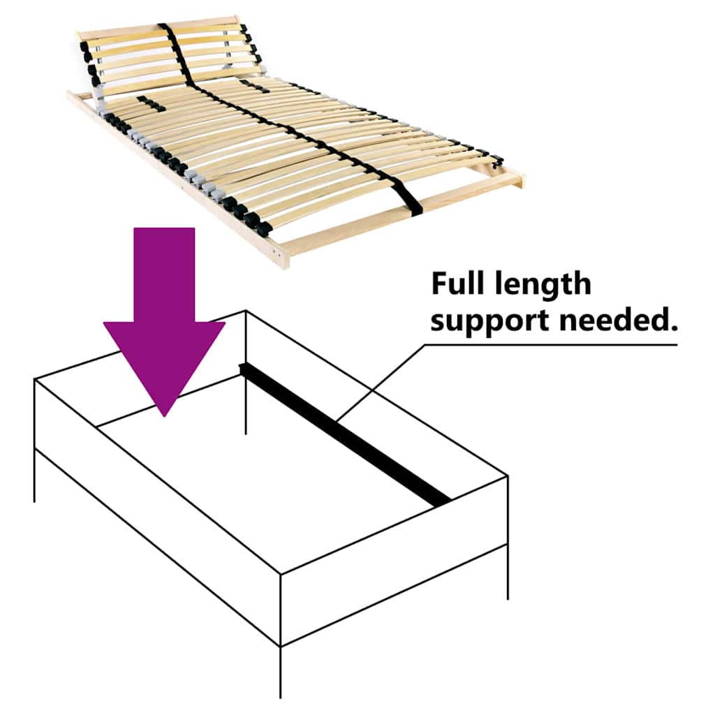 Lattenrost mit Kopfteil Braun 90 x 190 cm Massives Buchenholz