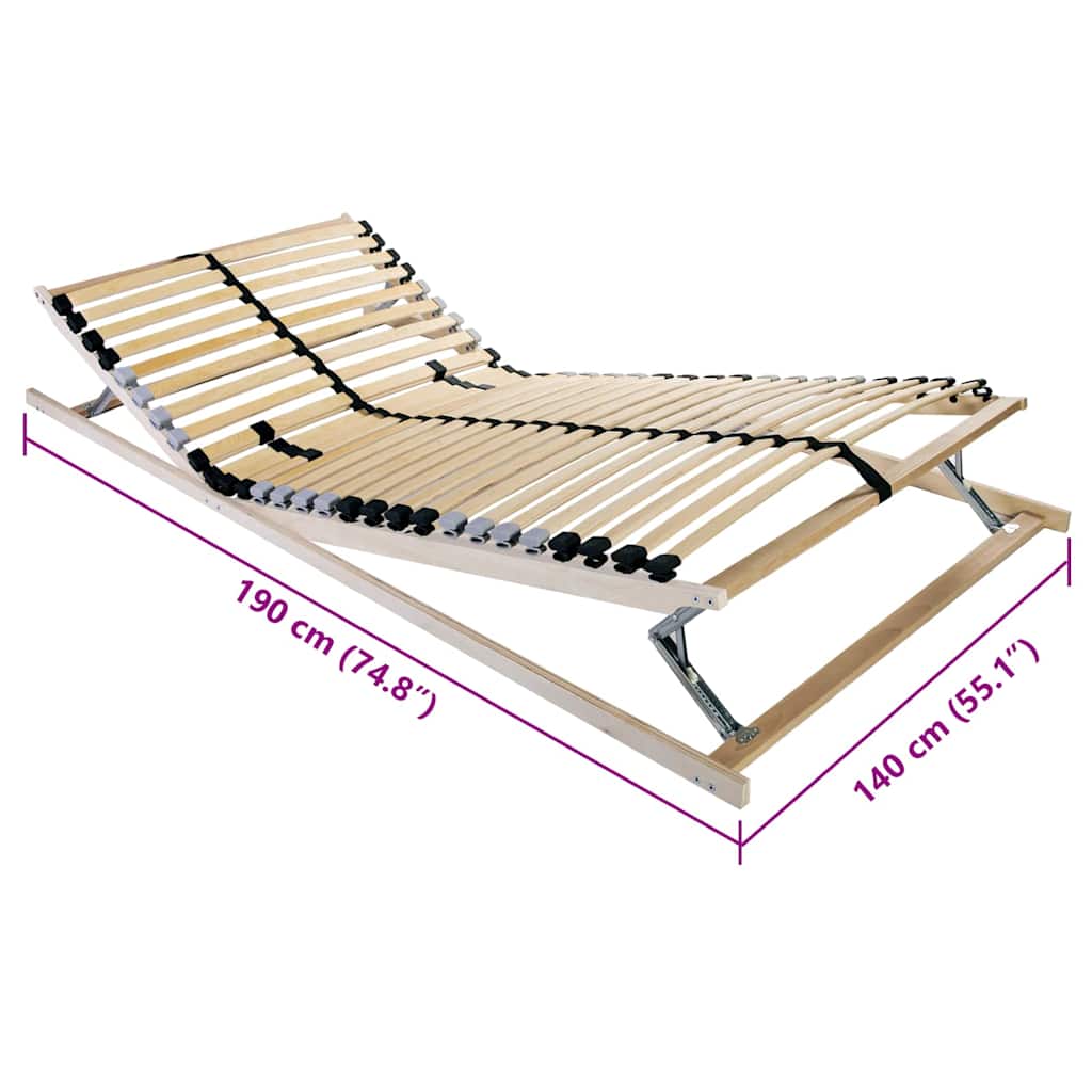 Lattenrost mit Kopfteil Braun 140 x 190 cm Massives Buchenholz