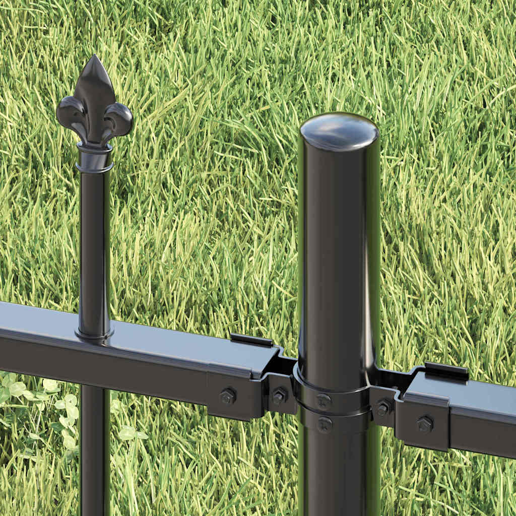 Gartenzaun Grau 115 cm Pulverbeschichteter Stahl