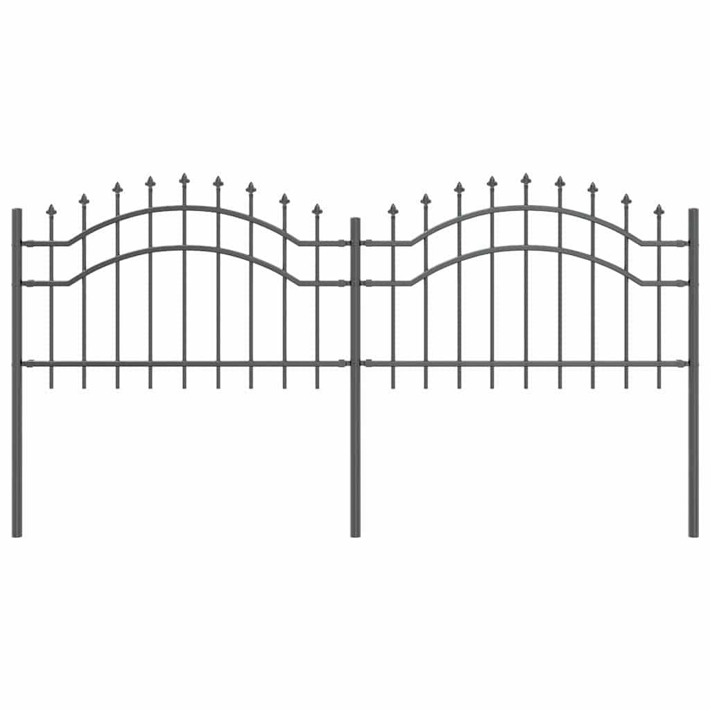 Gartenzaun Grau 115 cm Pulverbeschichteter Stahl