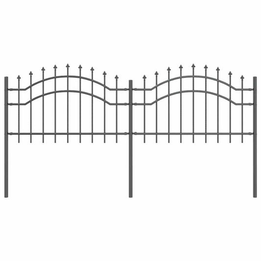 Gartenzaun Grau 115 cm Pulverbeschichteter Stahl