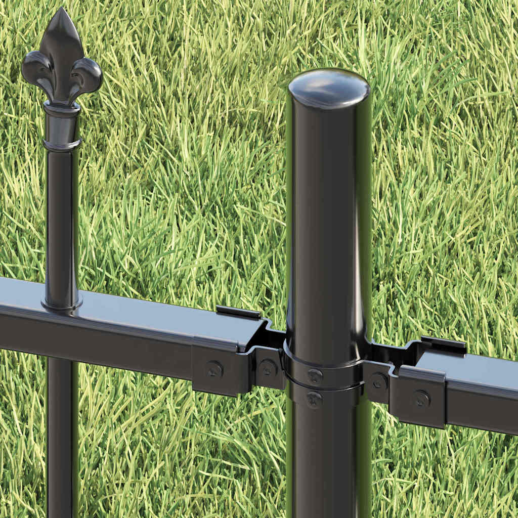 Gartenzaun Grau 140 cm Pulverbeschichteter Stahl