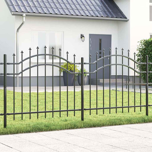 Gartenzaun Grau 140 cm Pulverbeschichteter Stahl