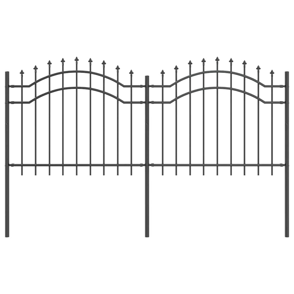 Gartenzaun Grau 140 cm Pulverbeschichteter Stahl