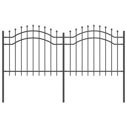 Gartenzaun Grau 140 cm Pulverbeschichteter Stahl