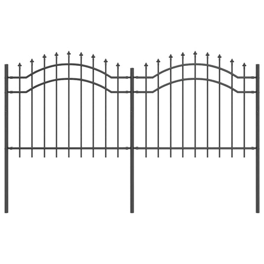 Gartenzaun Grau 140 cm Pulverbeschichteter Stahl