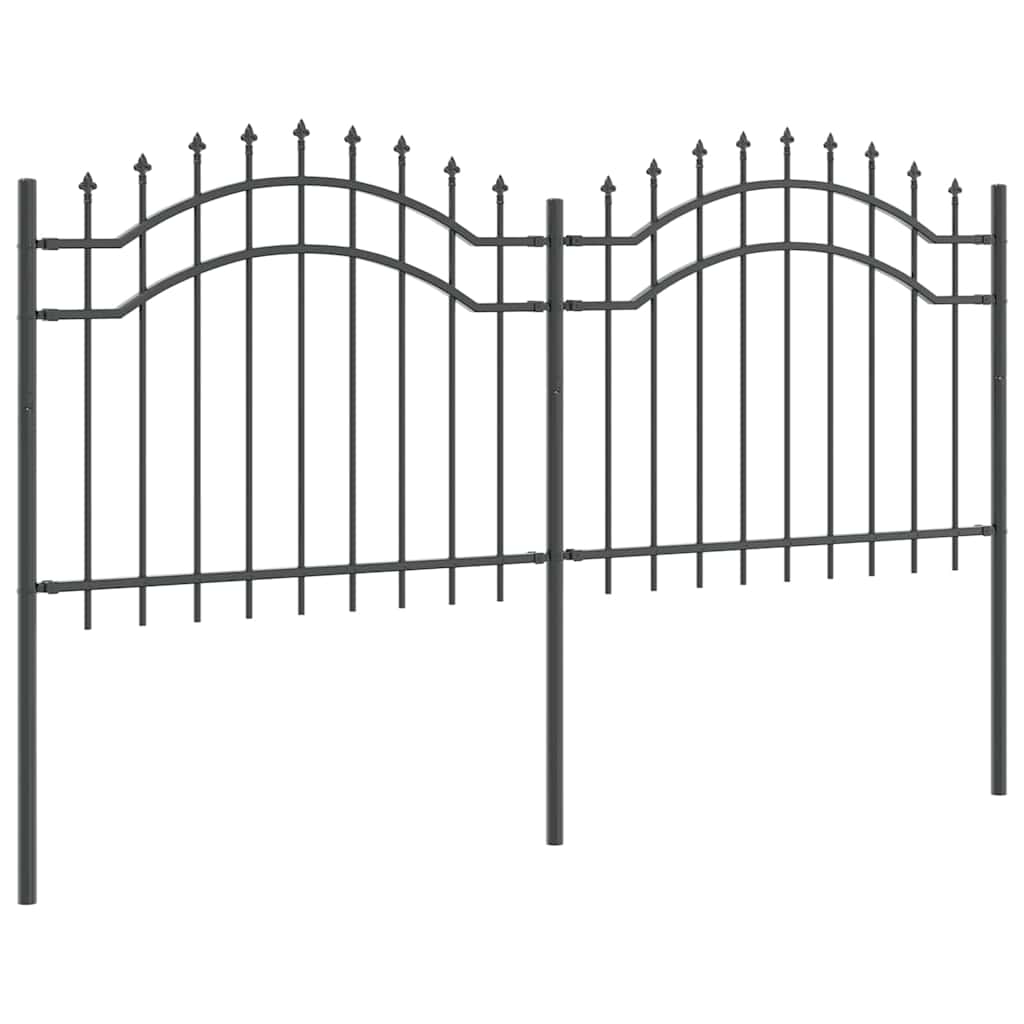 Gartenzaun Grau 140 cm Pulverbeschichteter Stahl