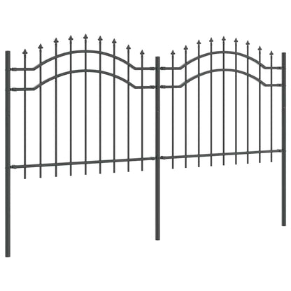 Gartenzaun Grau 140 cm Pulverbeschichteter Stahl