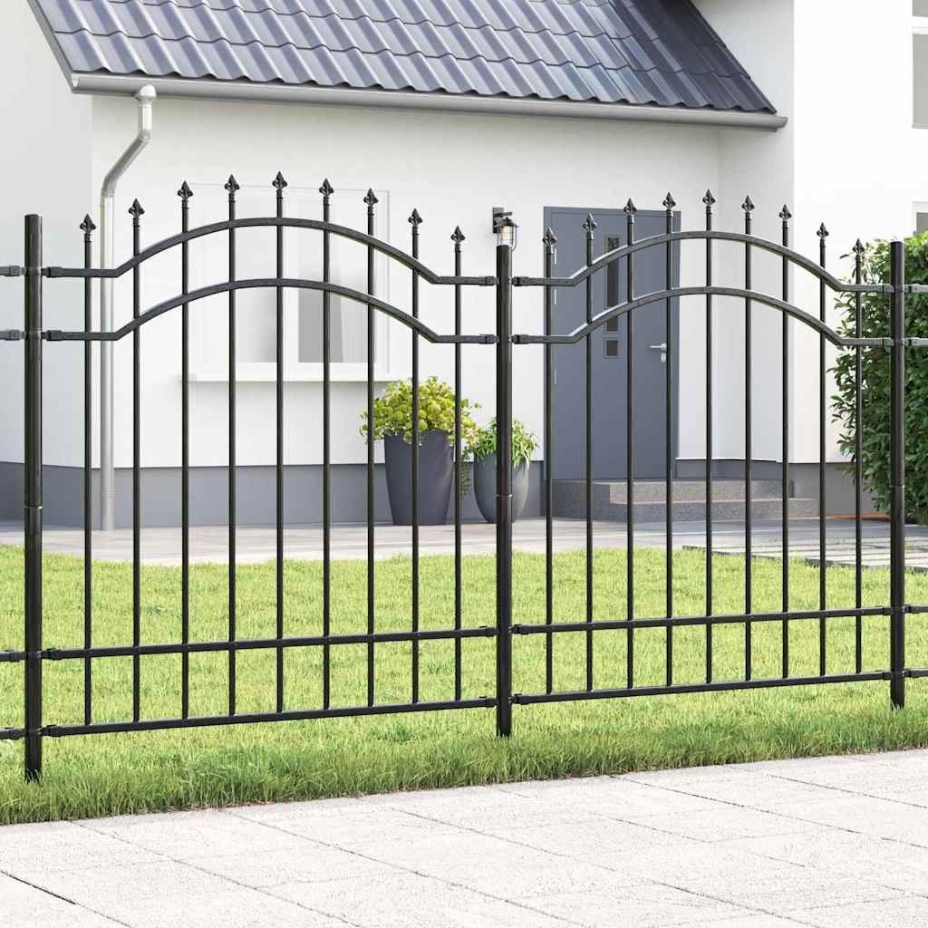 Gartenzaun Grau 165 cm Pulverbeschichteter Stahl
