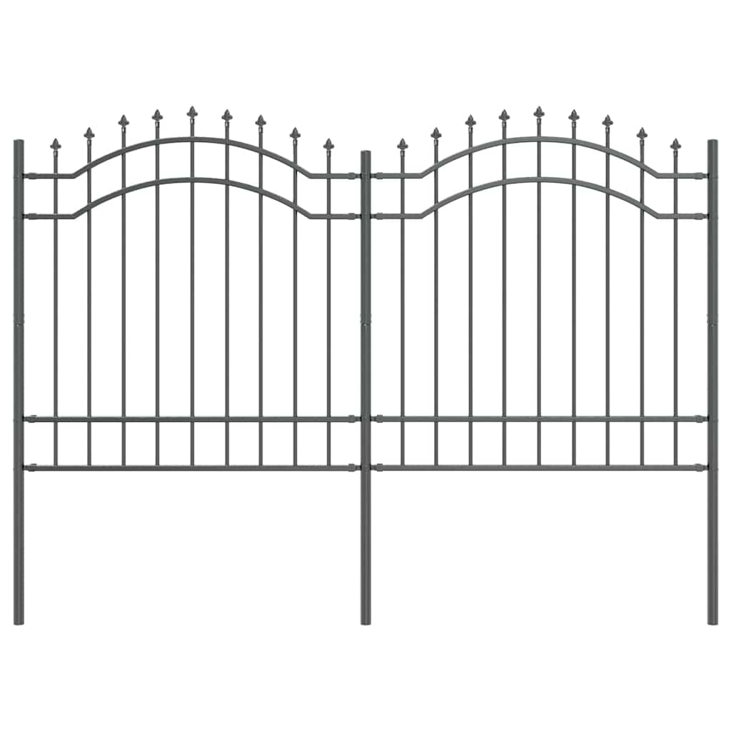 Gartenzaun Grau 165 cm Pulverbeschichteter Stahl