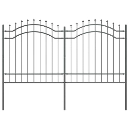 Gartenzaun Grau 165 cm Pulverbeschichteter Stahl