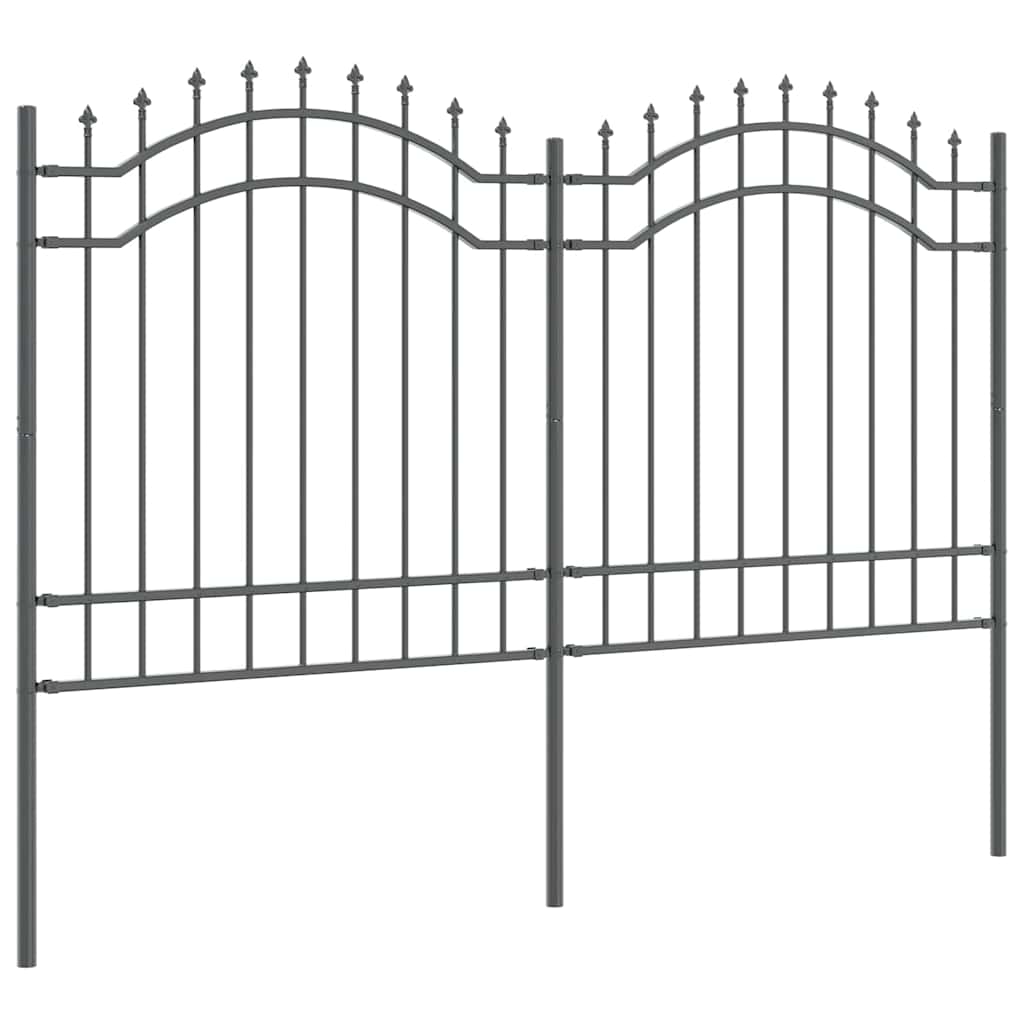 Gartenzaun Grau 165 cm Pulverbeschichteter Stahl