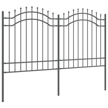 Gartenzaun Grau 165 cm Pulverbeschichteter Stahl