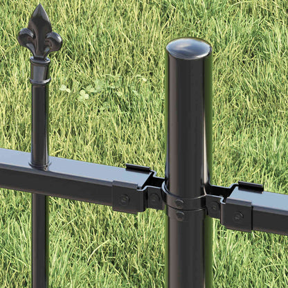 Gartenzaun Grau 190 cm Pulverbeschichteter Stahl