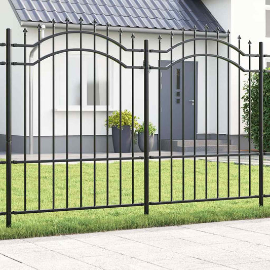 Gartenzaun Grau 190 cm Pulverbeschichteter Stahl