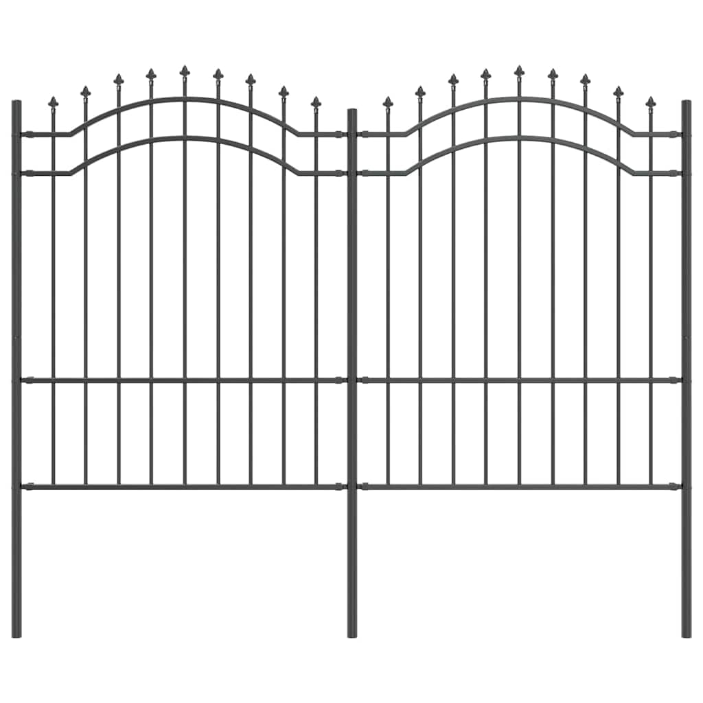 Gartenzaun Grau 190 cm Pulverbeschichteter Stahl