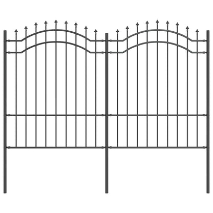 Gartenzaun Grau 190 cm Pulverbeschichteter Stahl