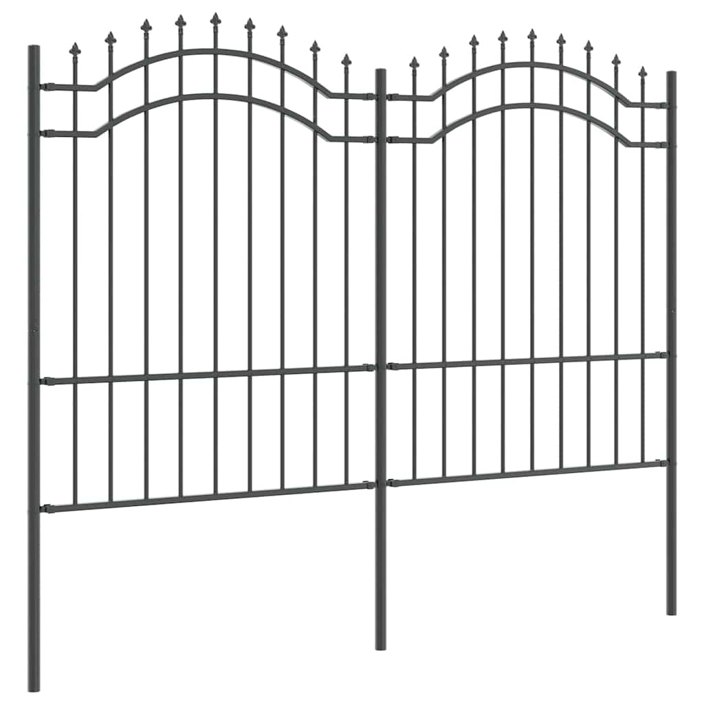 Gartenzaun Grau 190 cm Pulverbeschichteter Stahl