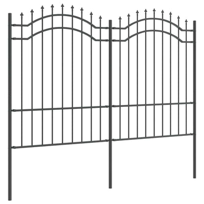 Gartenzaun Grau 190 cm Pulverbeschichteter Stahl