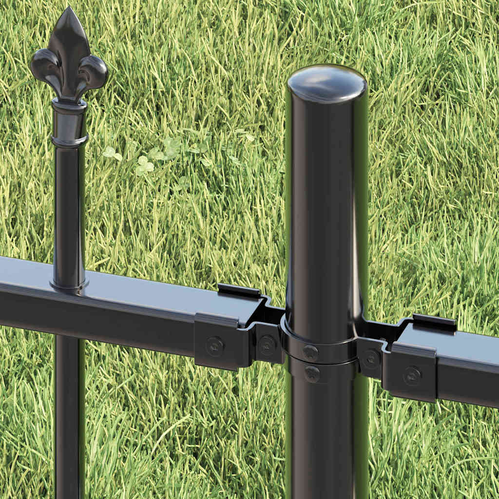 Gartenzaun Grau 215 cm Pulverbeschichteter Stahl