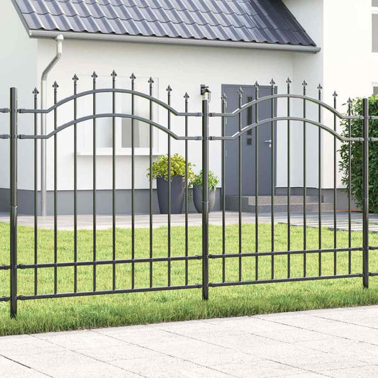 Gartenzaun Grau 215 cm Pulverbeschichteter Stahl