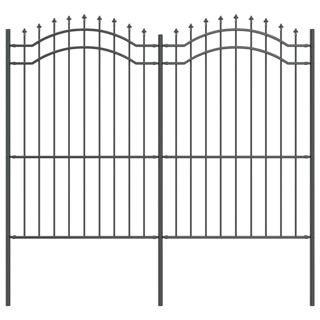 Gartenzaun Grau 215 cm Pulverbeschichteter Stahl