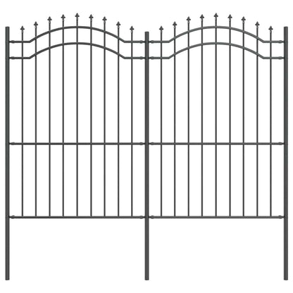 Gartenzaun Grau 215 cm Pulverbeschichteter Stahl