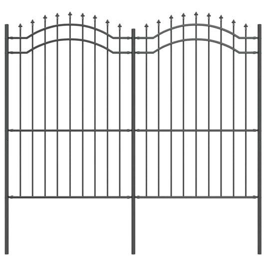 Gartenzaun Grau 215 cm Pulverbeschichteter Stahl