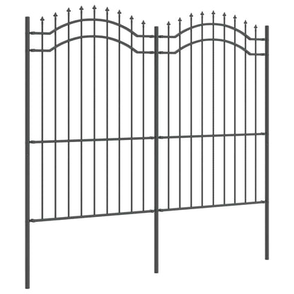 Gartenzaun Grau 215 cm Pulverbeschichteter Stahl