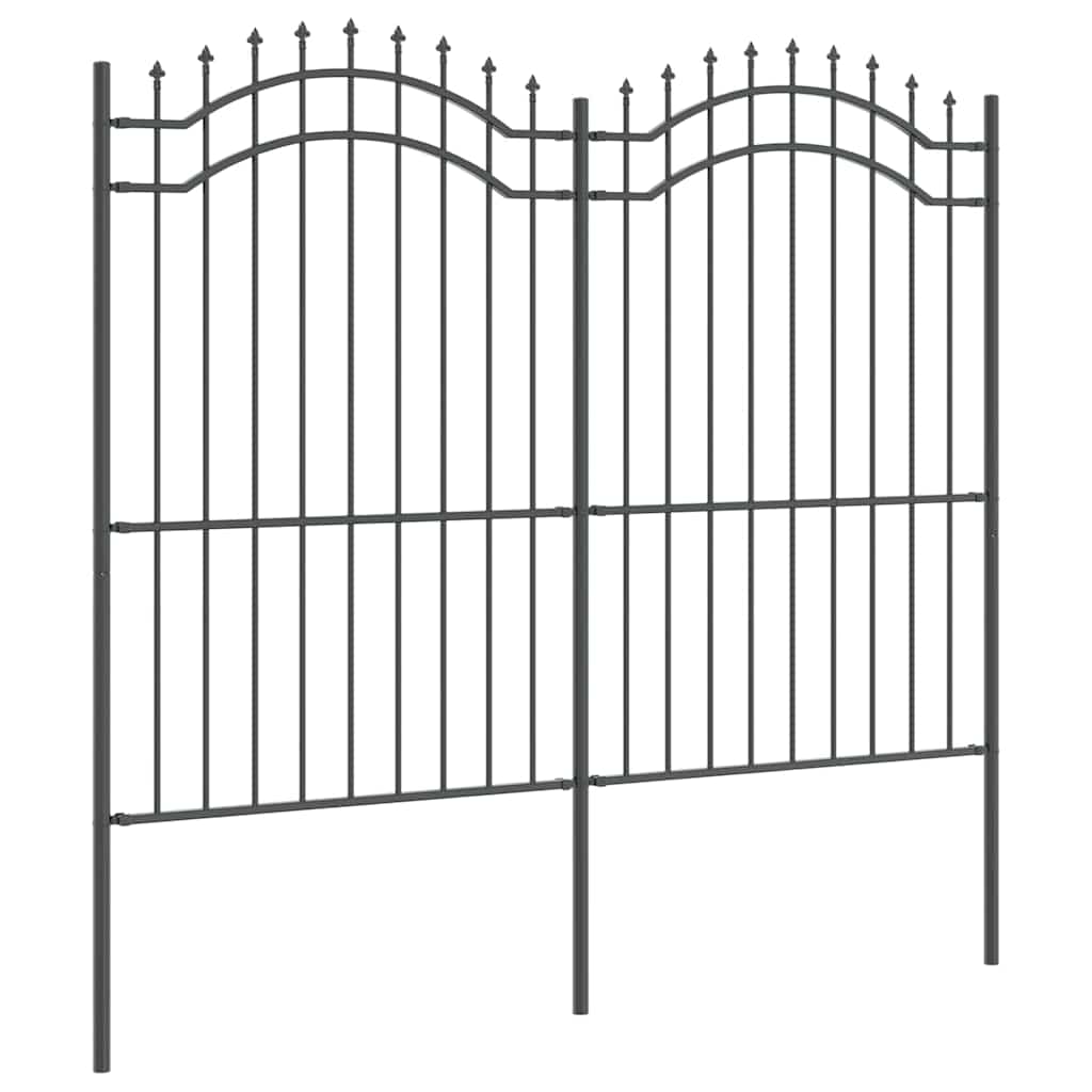 Gartenzaun Grau 215 cm Pulverbeschichteter Stahl