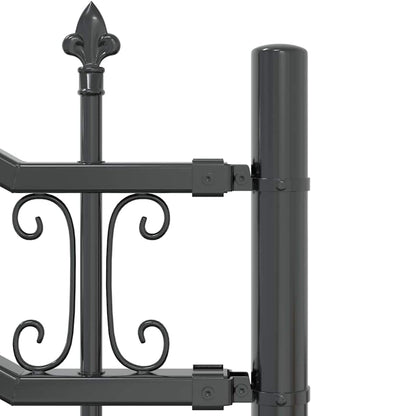 Gartenzaun Grau 115 cm Pulverbeschichteter Stahl