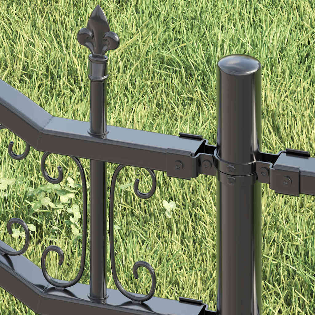 Gartenzaun Grau 115 cm Pulverbeschichteter Stahl