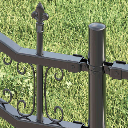 Gartenzaun Grau 115 cm Pulverbeschichteter Stahl