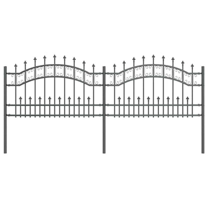 Gartenzaun Grau 115 cm Pulverbeschichteter Stahl