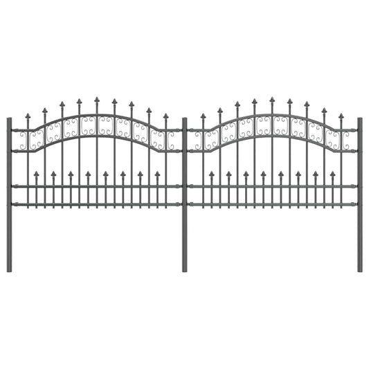 Gartenzaun Grau 115 cm Pulverbeschichteter Stahl