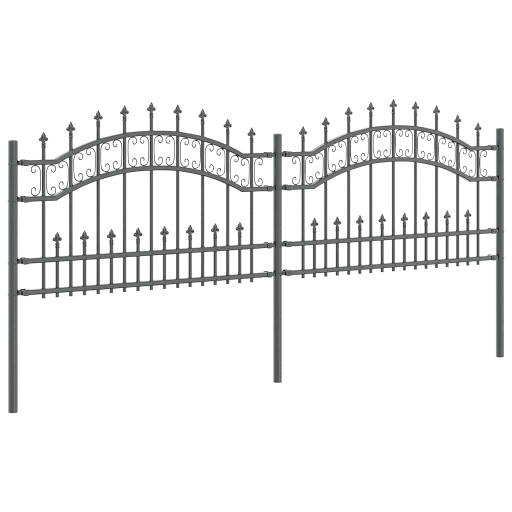 Gartenzaun Grau 115 cm Pulverbeschichteter Stahl