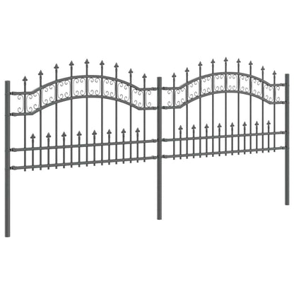 Gartenzaun Grau 115 cm Pulverbeschichteter Stahl