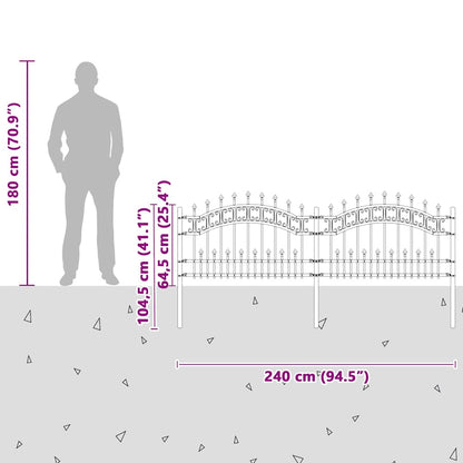 Gartenzaun Grau 115 cm Pulverbeschichteter Stahl